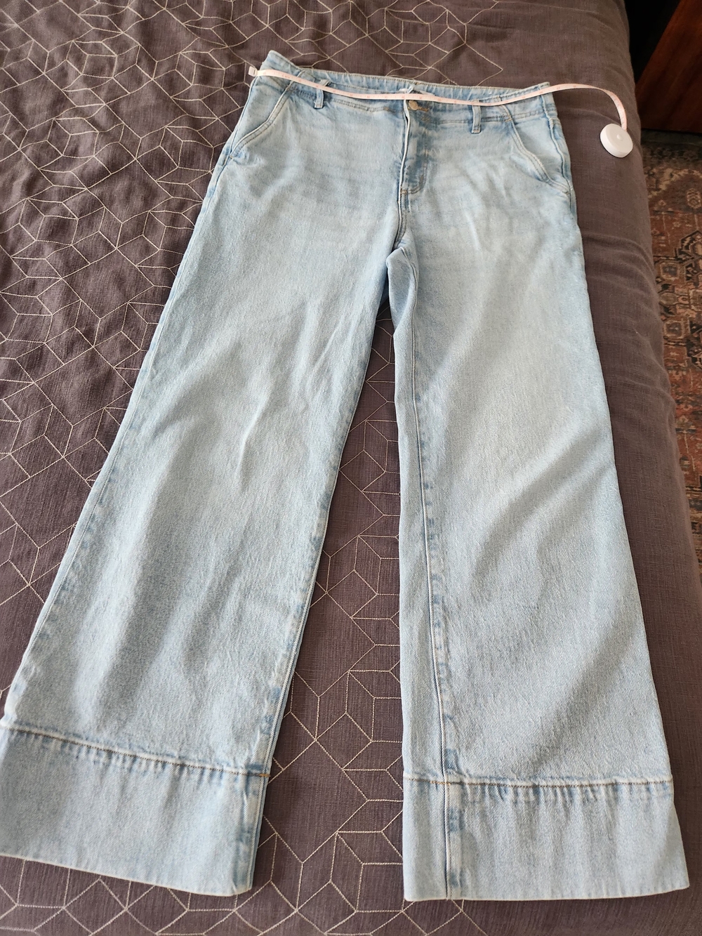 LOFT Light Blue Wide-Leg Crop Jeans